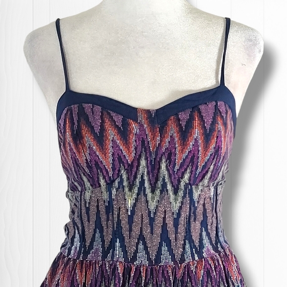 Red Camel Women's Multi Chevron Ruched Pleated A-Line Mini Bra Top Dress Size XS - Picture 2 of 11